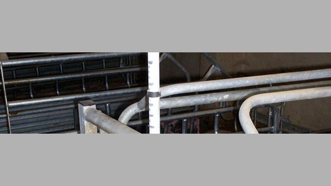 Se hace correr una anilla de plástico por el bajante del agua, dejándola en una serie de marcas preestablecidas