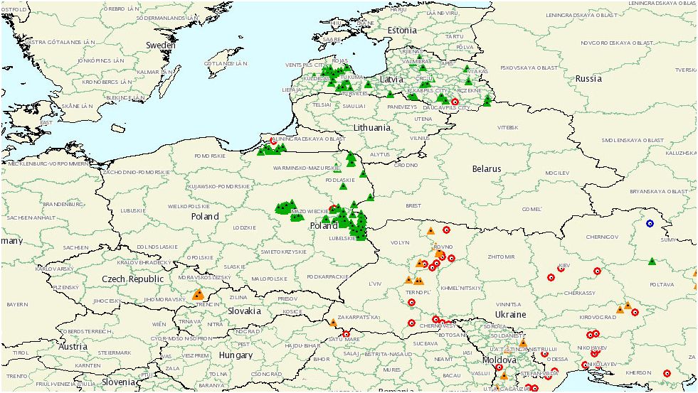 Brotes de peste porcina africana en Europa en 2018. Fuente: OIE, actualizado el 26/01/2018
