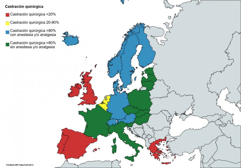 Fuente: Second progress report 2015 – 2017 on the European declaration on alternatives to surgical castration of pigs