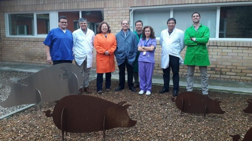 Visita de la delegaci&oacute;n chilena al GSP de L&eacute;rida. De izquierda a derecha Vicens Taranc&oacute;n (GSP) , Pedro Guerrero (Asprocer), Marta Rojas (SAG), Lorenzo Fraile (UdL), Gonzalo Mena (Agrosuper), Elena Novell (GSP), &Aacute;lvaro Gonzalez (SAG) y Mauricio Arias (Agrosuper).
