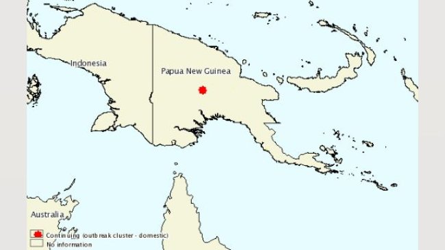Mapa de la ubicación del brote de PPA