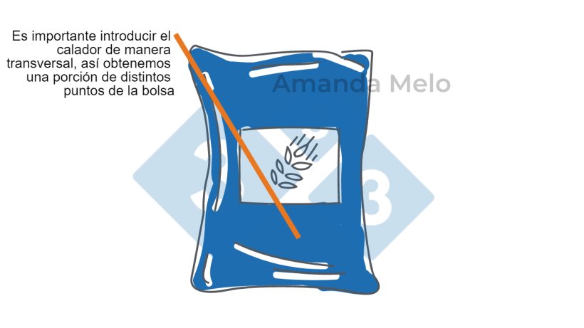 Figura 3. Esquema de muestreo de bolsa con calador corto.

