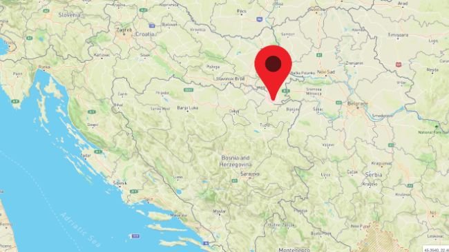 Ubicación de los dos primeros focos de peste porcina africana en Croacia.