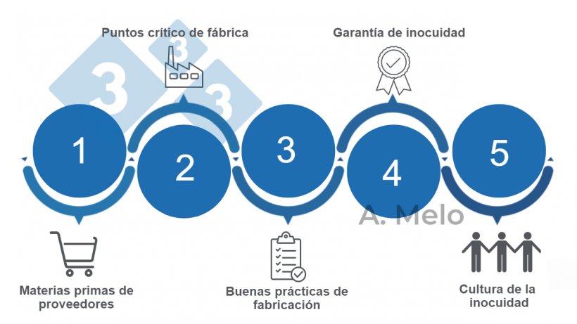 Figura 1. Las cinco&nbsp;claves para lograr la inocuidad en los piensos equilibrados.&nbsp; &nbsp;
