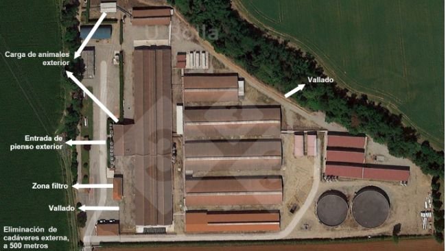 Fig. 1 Vista aérea de la granja de madres.