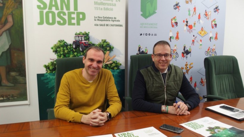 Momento de la rueda de prensa con de izquierda a derecha el técnico Ramon Xinxó y el alcalde Marc Solsona