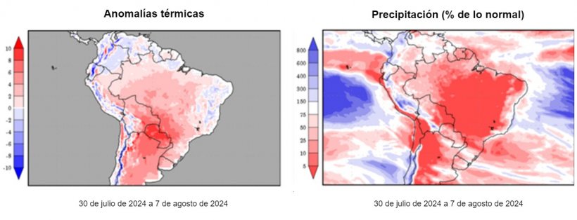 Previsión del clima en el hemisferio sur (fuente: Grads/Cola)