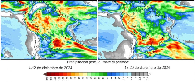 Mapa 2: Previsión del clima en el hemisferio sur (fuente: Grads/Cola).