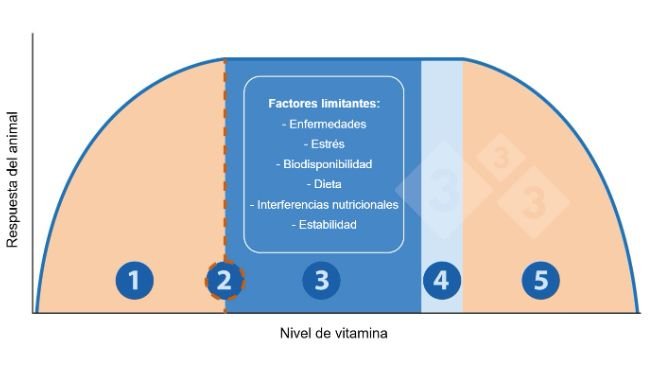 Figura 1. Relación entre el nivel de vitamina y la respuesta del animal.