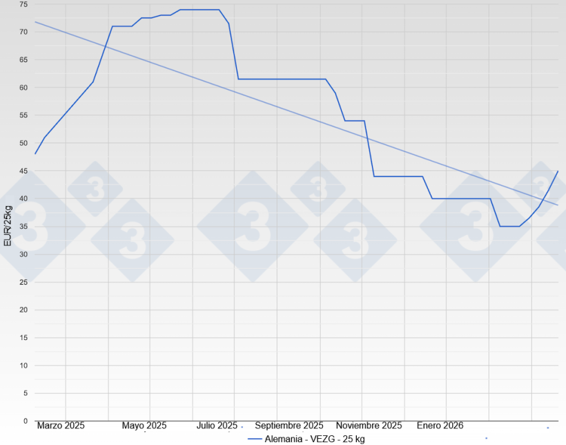 Piglet price in Germany - VEZG - 25 kg