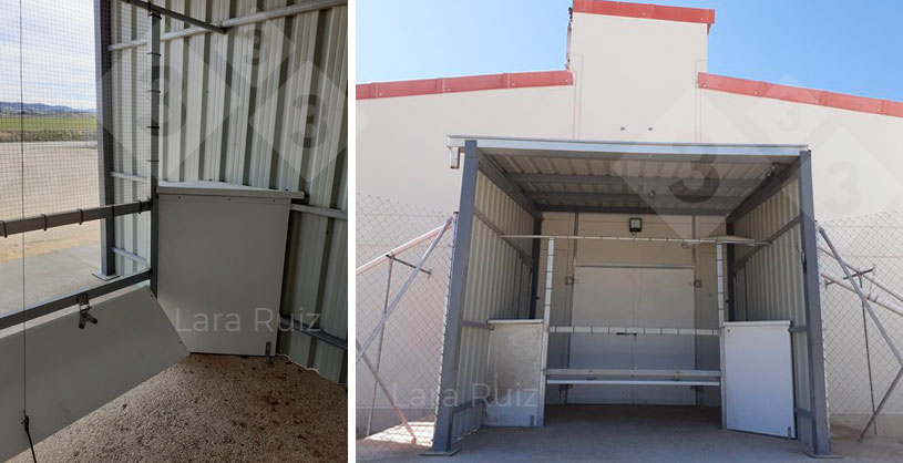 <p>Figure&nbsp;1. Loading bays with separating fence to allow only animals to pass through to the dirty area. LR considers leaving a small gap or window to be an interesting detail, since we must not forget that delivery notes, transport documents, etc., have to be exchanged with the carrier. Photo courtesy of Lara Ruiz.</p>
