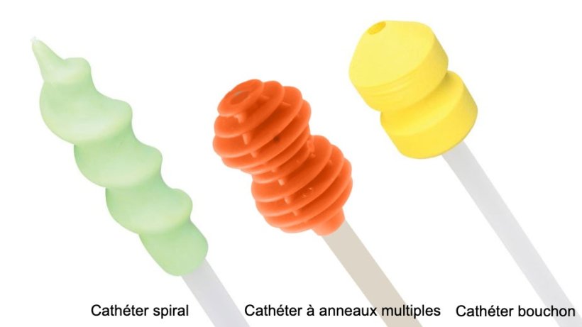 Photo 2. Il existe différents types de cathéter sur le marché. Le protocole de placement cervical est différent selon le cathéter. Il est important de s'y adapter.