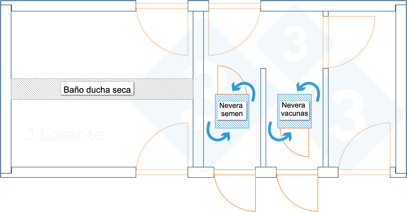 Figura 5. Plano de area de recepci&oacute;n con separaci&oacute;n de &aacute;reas.
