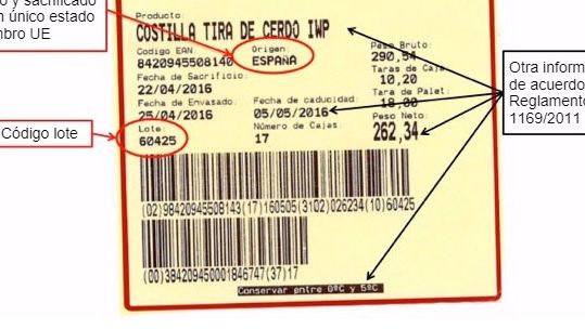 Foto 1. Ejemplo de etiqueta de una pieza de carne proveniente del matadero
