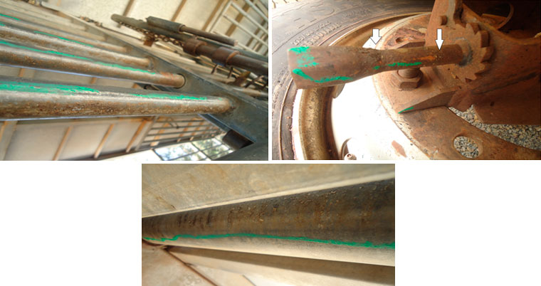 Foto 5: Uso de tizas de color para marcar zonas que se deben volver a limpiar.
