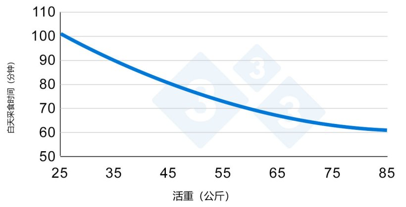 图2.猪生长期间采食时间的变化。改编自Hyun等人,1997年。