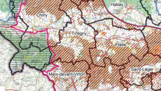 Karte der Gebiete, in denen das Betreten der Wälder ab dem 4. Oktober 2019 untersagt ist