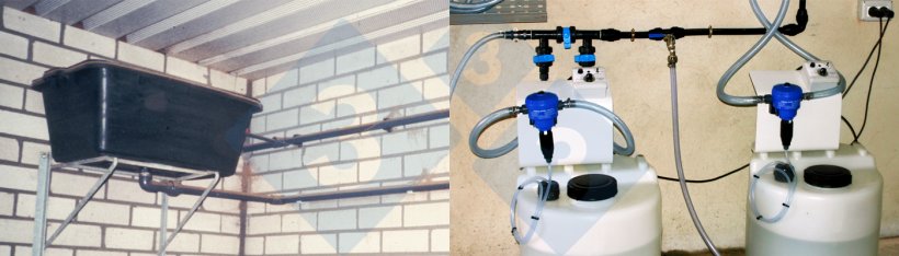 Abb. 4: Dosierbeh&auml;lter und Dosierpumpen
