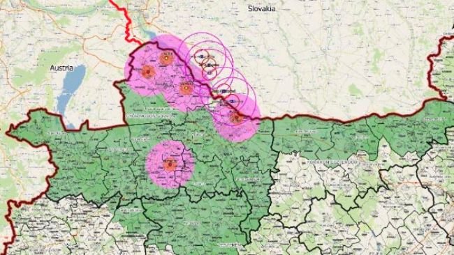 Ausbrüche der Maul- und Klauenseuche mit Stand vom 17. April 2025. Quelle: Nébih