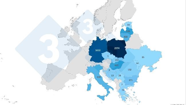 Geografische Verteilung der ASP-Fälle bei Wildschweinen im ersten Halbjahr 2025. Quelle: 333 mit Daten des ADNS-ADIS