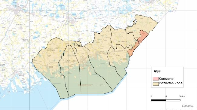 ASP-Zoneneinteilung in Finnland. Quelle: Finnische Lebensmittelbehörde.