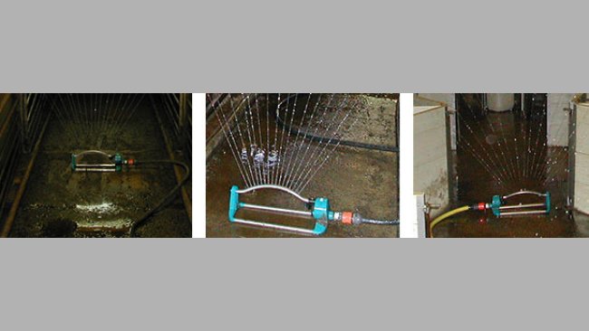 Uso de aspersores en la limpieza en granjas