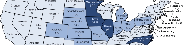 Cerdos reproductores por estados en 2010