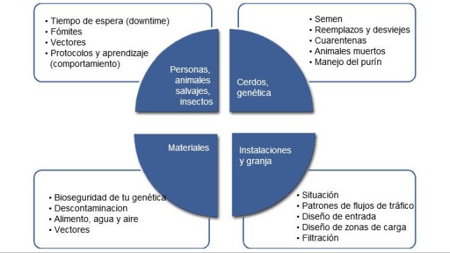 Common list of factors that are reviewed when a biosecurity program is being created or audited