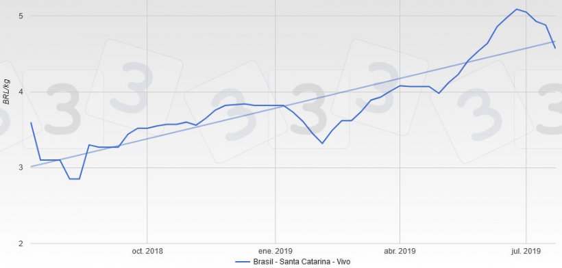 Gr&aacute;fica 1: Cotizaciones de la bolsa de Santa Catarina. Brasil.
