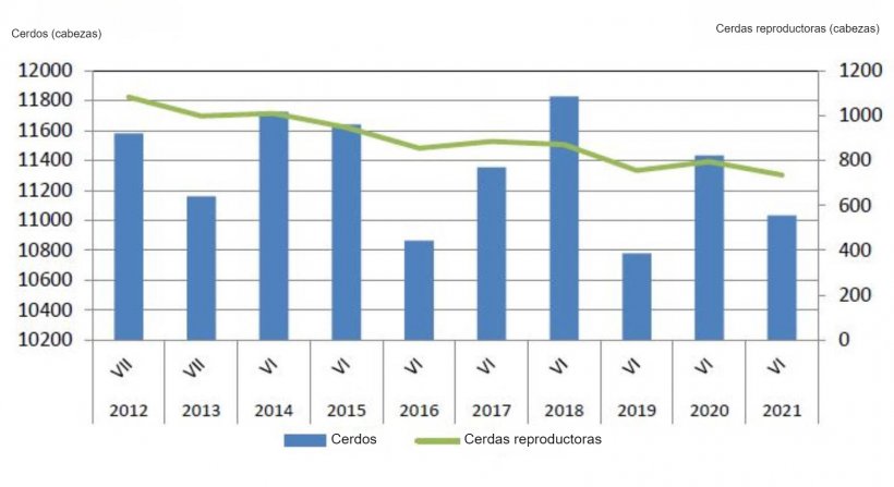 Evoluci&oacute;n del censo porcino de polonia. Fuente: GUS.
