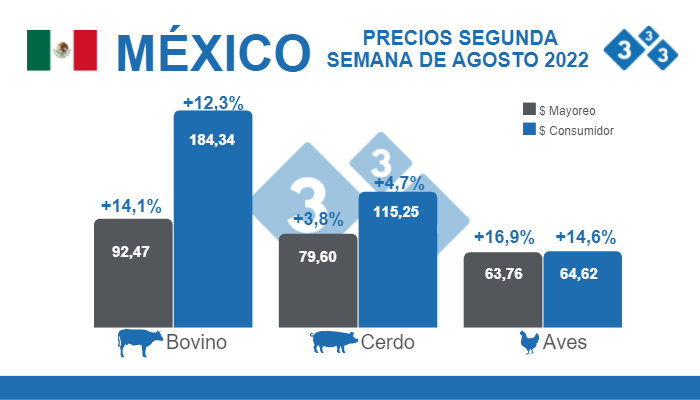 Figura 2. Precios segunda semana de agosto de 2022 en MXN
