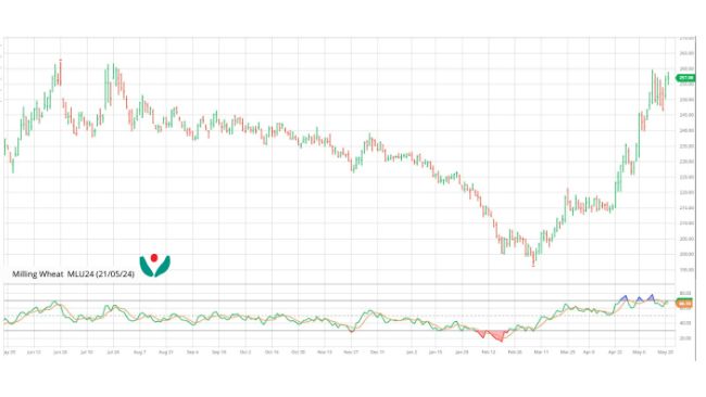 Cotizaciones de futuros en el mercado de Matif.
