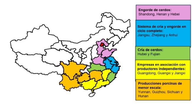 Geographical distribution and operational modes of China’s swine industry by province. Source: USDA from ATO Beijing.