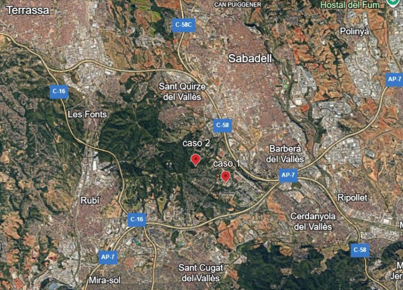 Figura 1. Zona principalmente urbana con baja densidad de explotaciones porcinas.