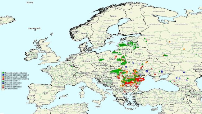 Focos de PPA en la UE 1er T 2020