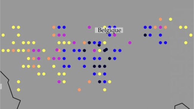 Ubicación de los casos de PPA en jabalíes en Bélgica.