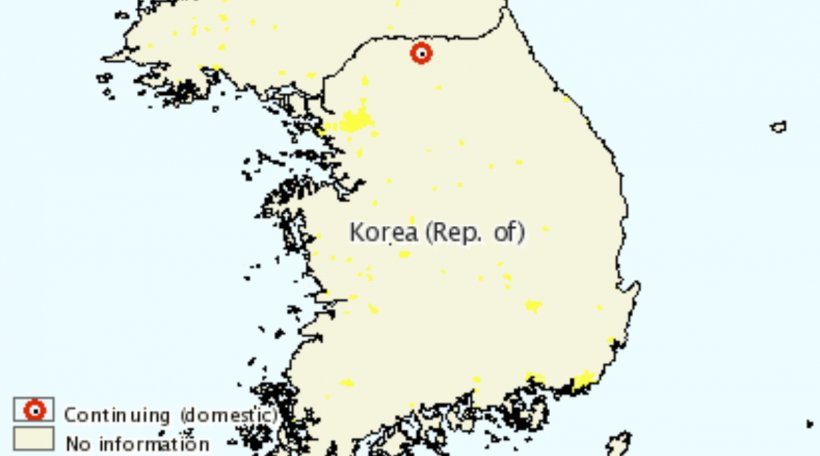 Map of current ASF outbreak in domestic pigs. Source: OIE
