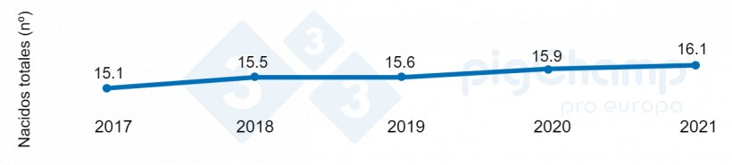 Gráfico 1. Evolución de la prolificidad 2017-2021