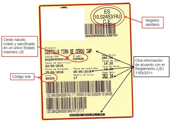 Foto 1. Ejemplo de etiqueta de una pieza de carne proveniente del matadero