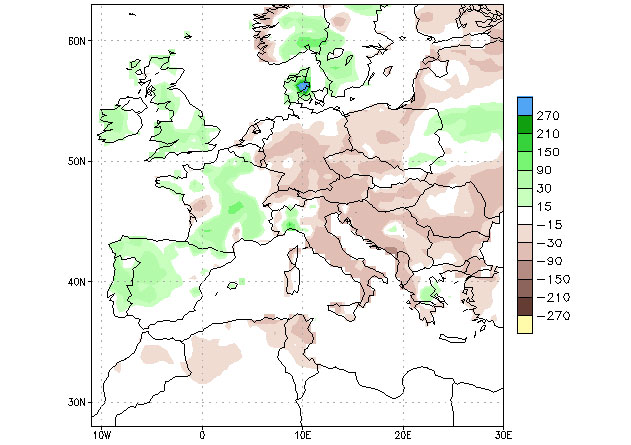 Mapa 1. Anomal&iacute;as en las precipitaciones, 5 sep-4 oct. Fuente: Climate Prediction Center &ndash; NOOA. CPC Unified (gauge-based &amp; 0,5x0,5 deg resolution). Precipitation Analysis Climatology (1991-2020)
