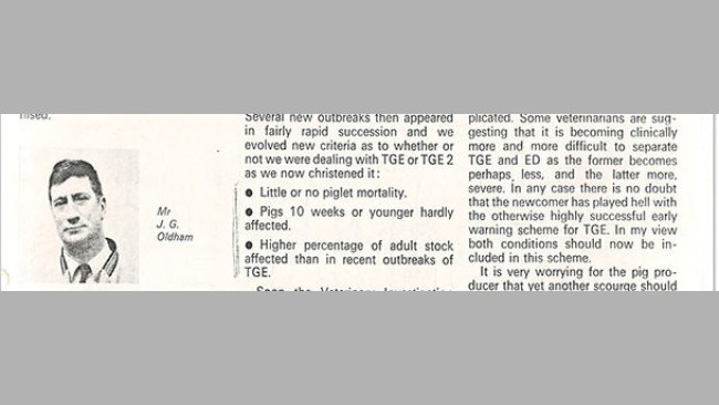 W roku 1971 lekarz weterynarii (Oldham) napisał w brytyjskim czasopiśmie "Pig farming supplement" krótki artykuł zatytułowany "Jak to wszystko się zaczęło".