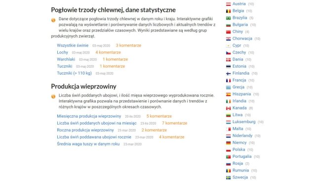 En las estadísticas del sector porcino de 333 puedes acceder a visualizar los datos de un país determinado clicando encima del nombre del país.