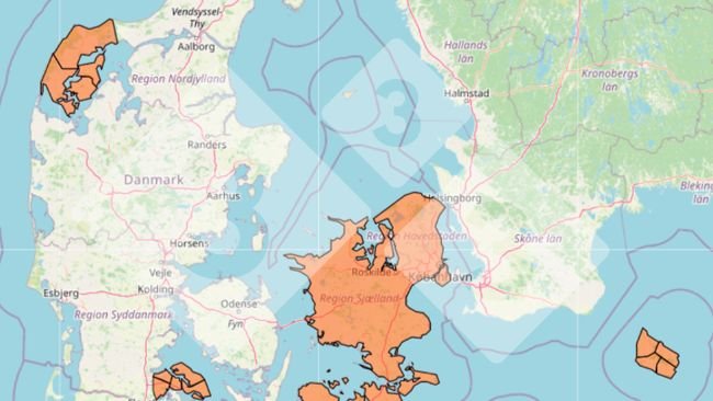 Ryc. 3. Status krajowej strategii redukcji w Danii. Kolor pomarańczowy reprezentuje ustanowione regionalne programy zwalczania.