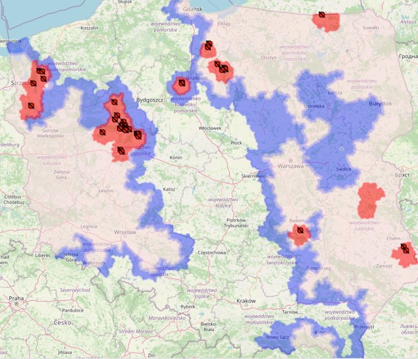 Ogniska ASF od stycznia do września 2024r.  (źr&oacute;dło: Gł&oacute;wny Inspektorat Weterynarii)