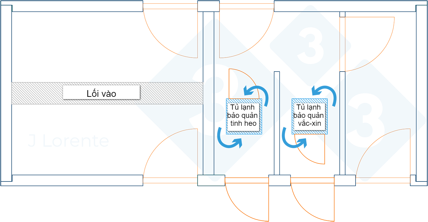 Reception area layout with separation of areas on swine farm