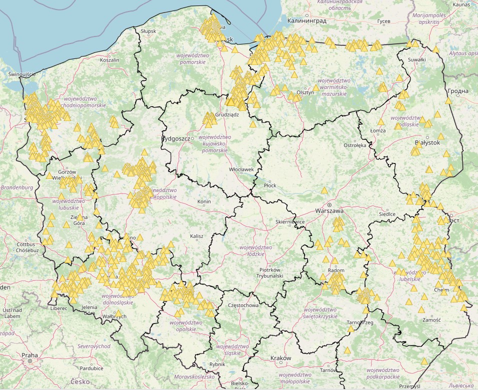 ASF outbreaks in wild boar in Poland in 2024