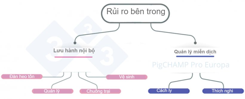 H&igrave;nh 3. Sơ đồ ph&acirc;n t&iacute;ch c&aacute;c yếu tố rủi ro nội bộ ch&iacute;nh trong chuyến thăm trang trại.&nbsp;
