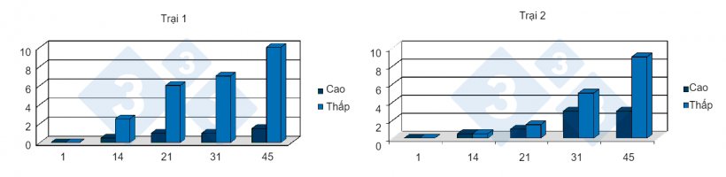 H&igrave;nh 7. Mối li&ecirc;n quan giữa mức tăng trọng b&igrave;nh qu&acirc;n ng&agrave;y thấp trong tuần đầu ti&ecirc;n sau cai sữa v&agrave; tỷ lệ chết&nbsp;ở hai trang trại dương t&iacute;nh với PRRS. Nguồn: Lawrence, B. v&agrave; cộng sự, 2006.
