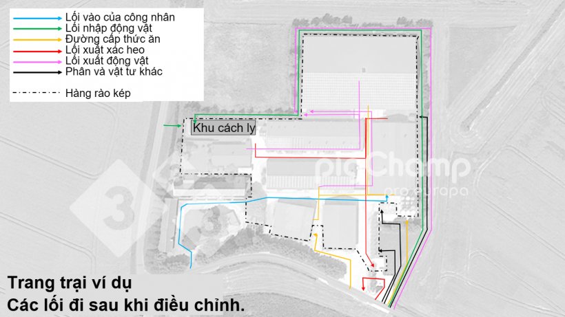 H&igrave;nh 3. Lộ tr&igrave;nh di chuyển sau khi thiết kế lại c&aacute;c lối đi.
